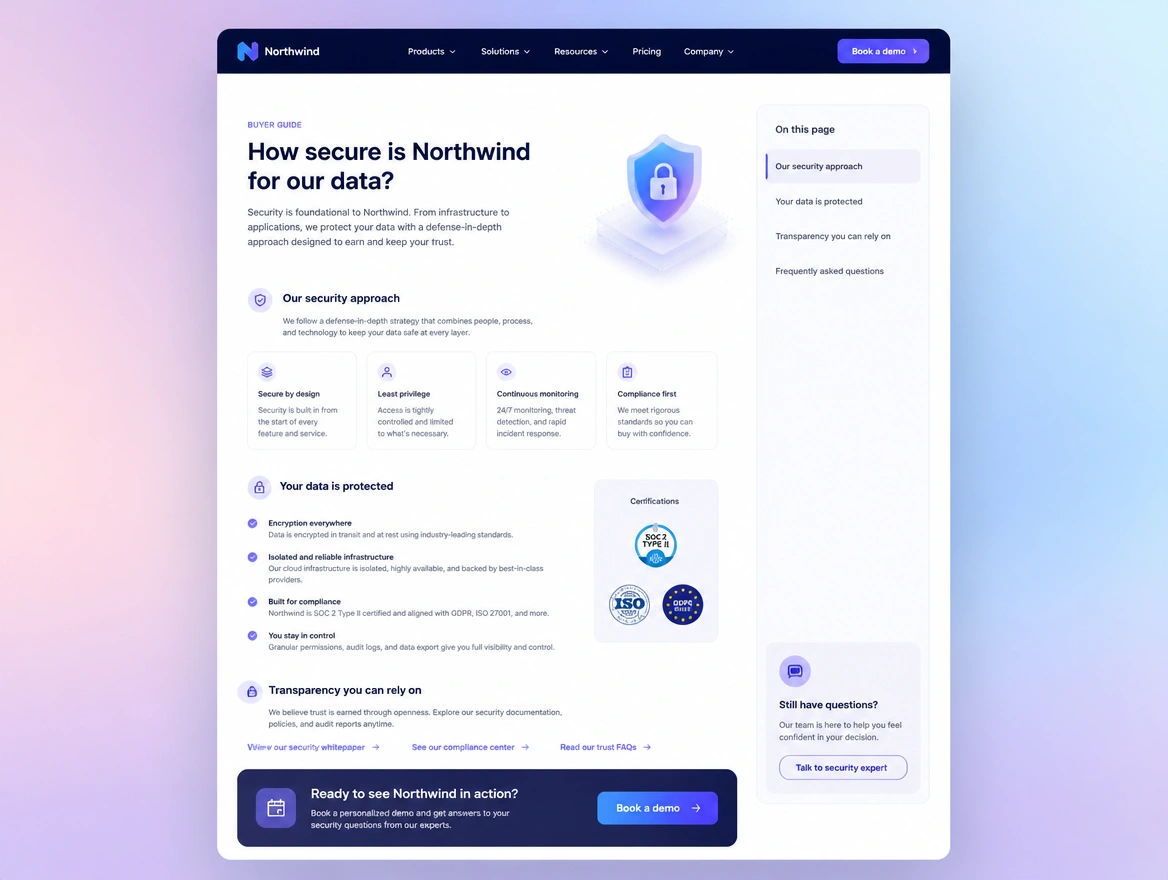 Website mockup showing buyer guides