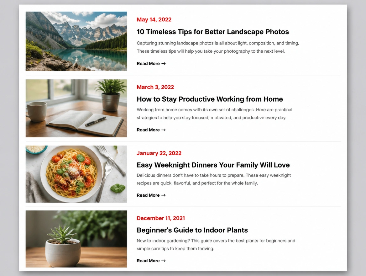 A blog index where every post is dated over two years ago