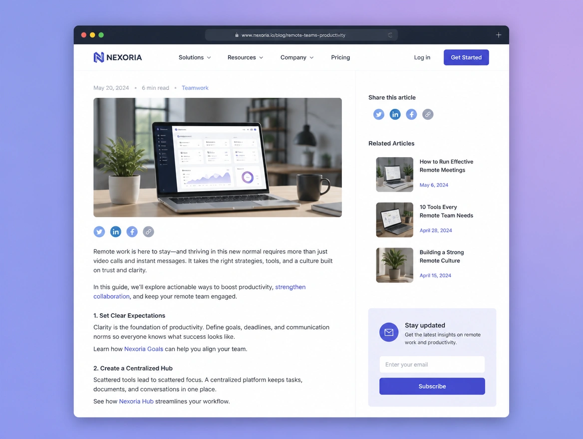 Website mockup showing publishing and formatting