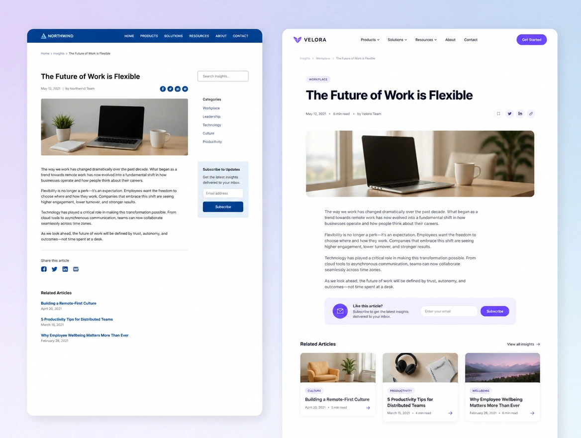 Website mockup showing updating old pages