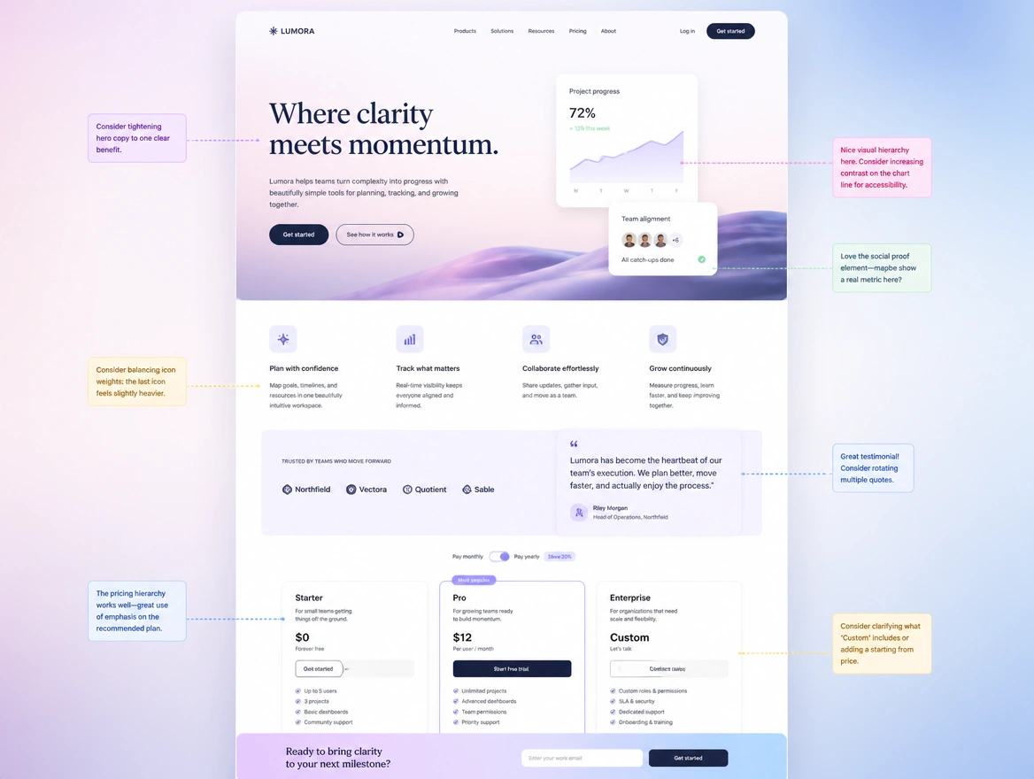 Website mockup showing writing and editing