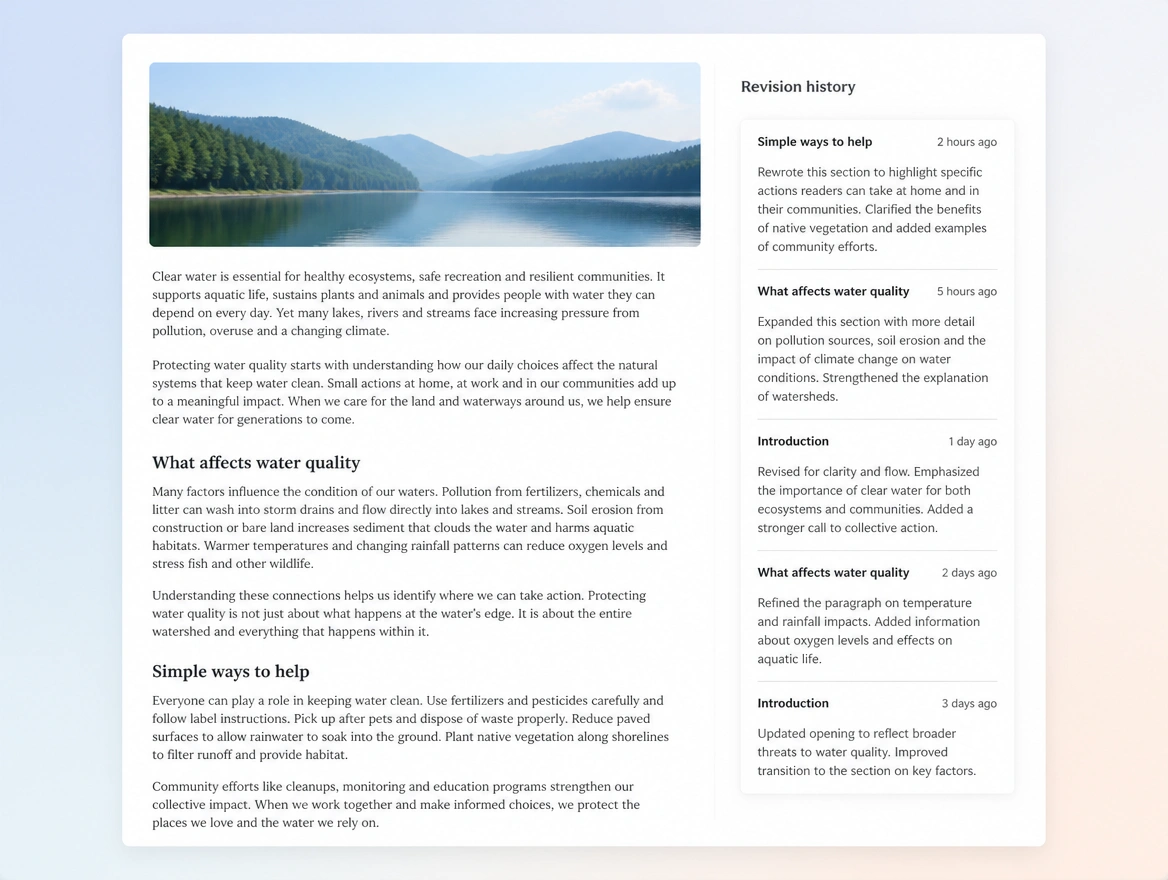 Website mockup showing rewriting what has aged