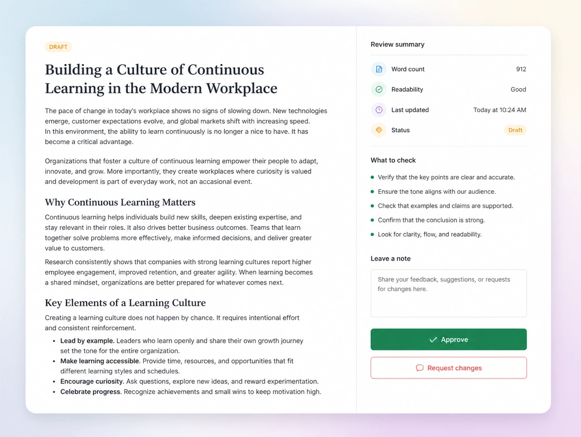 Website mockup showing your sign-off first