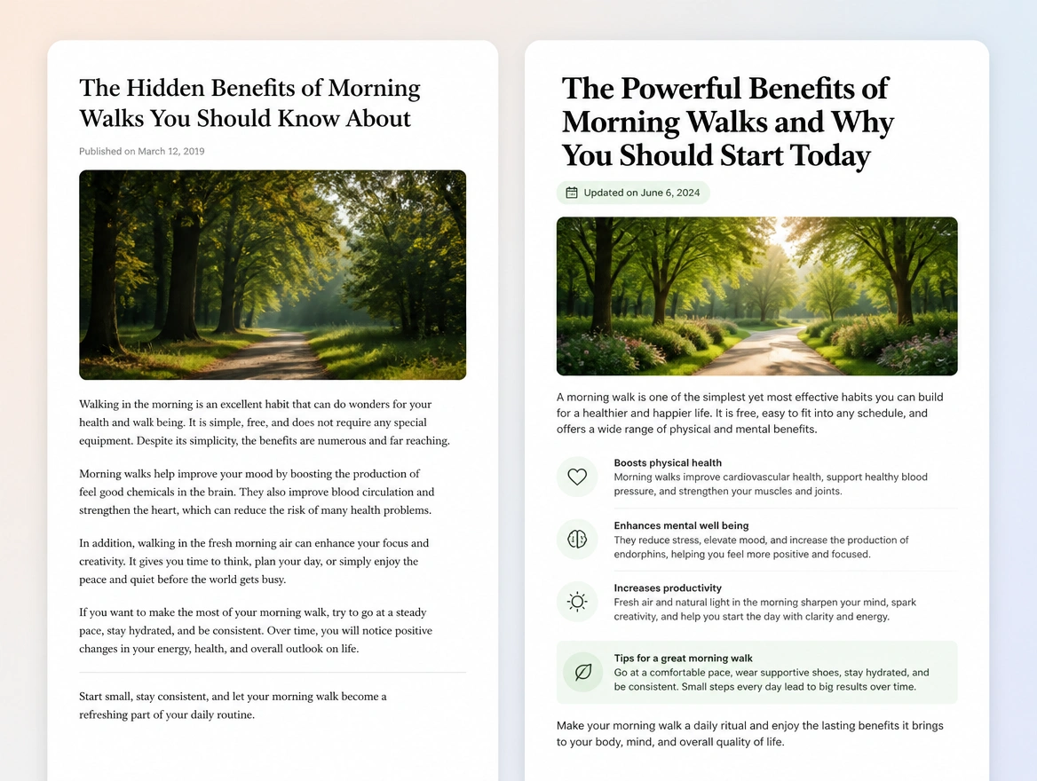Website mockup showing old pages brought forward