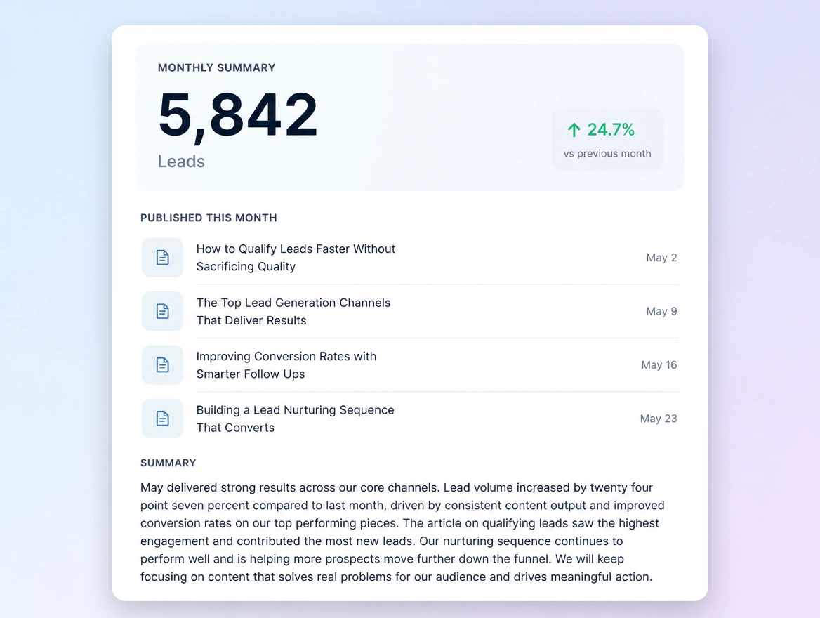 Website mockup showing a report you can skim