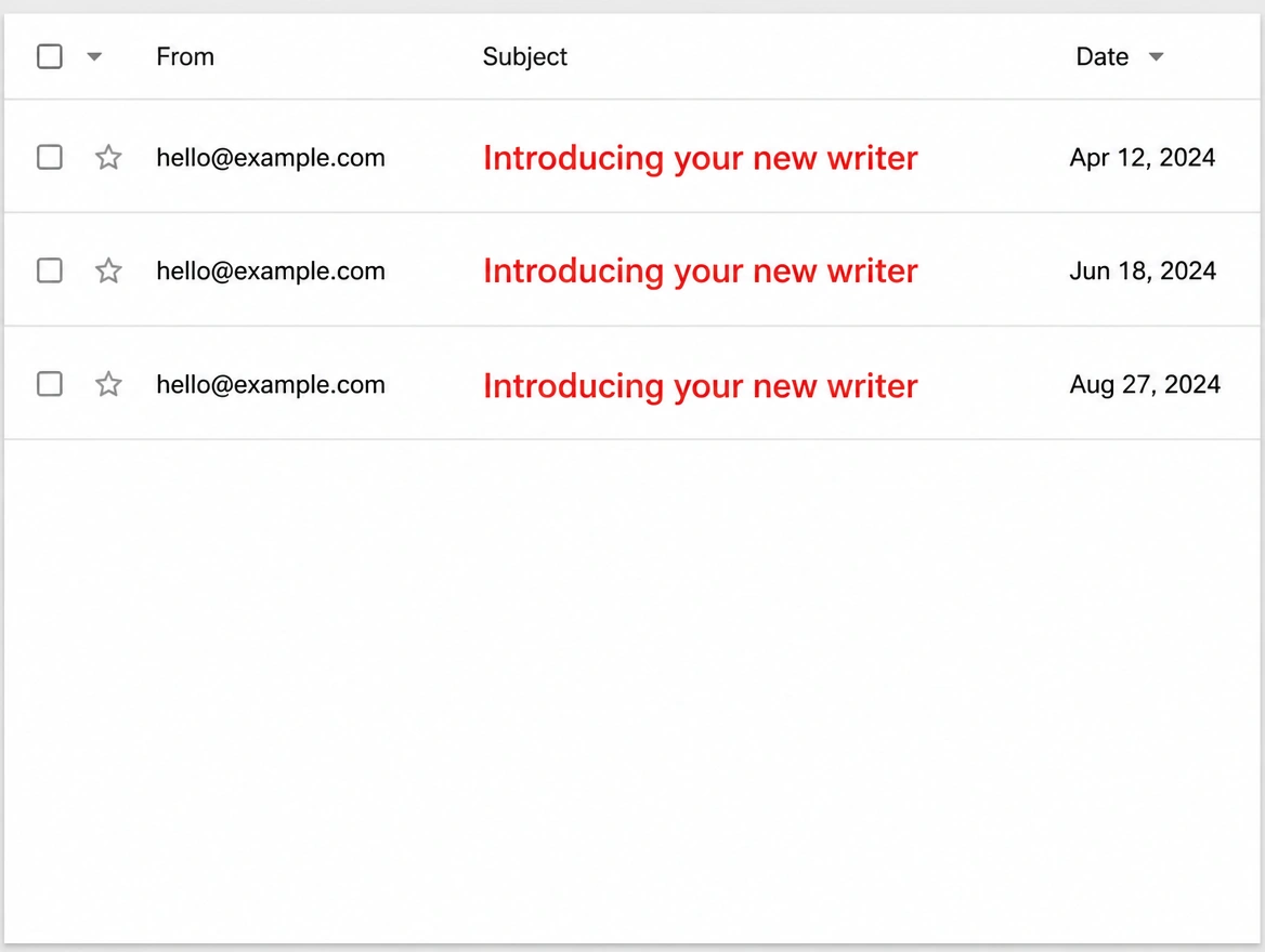 An email list where every message introduces another new writer