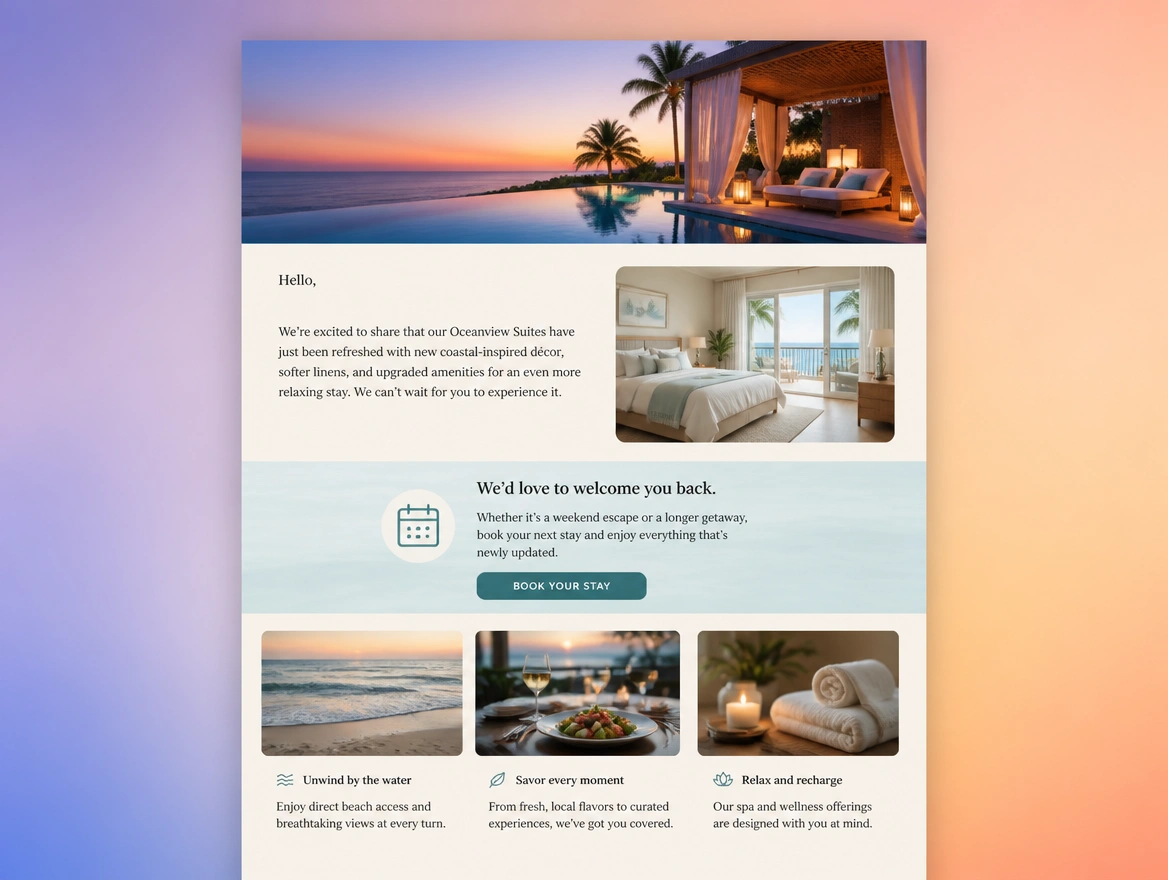 Website mockup showing customer emails