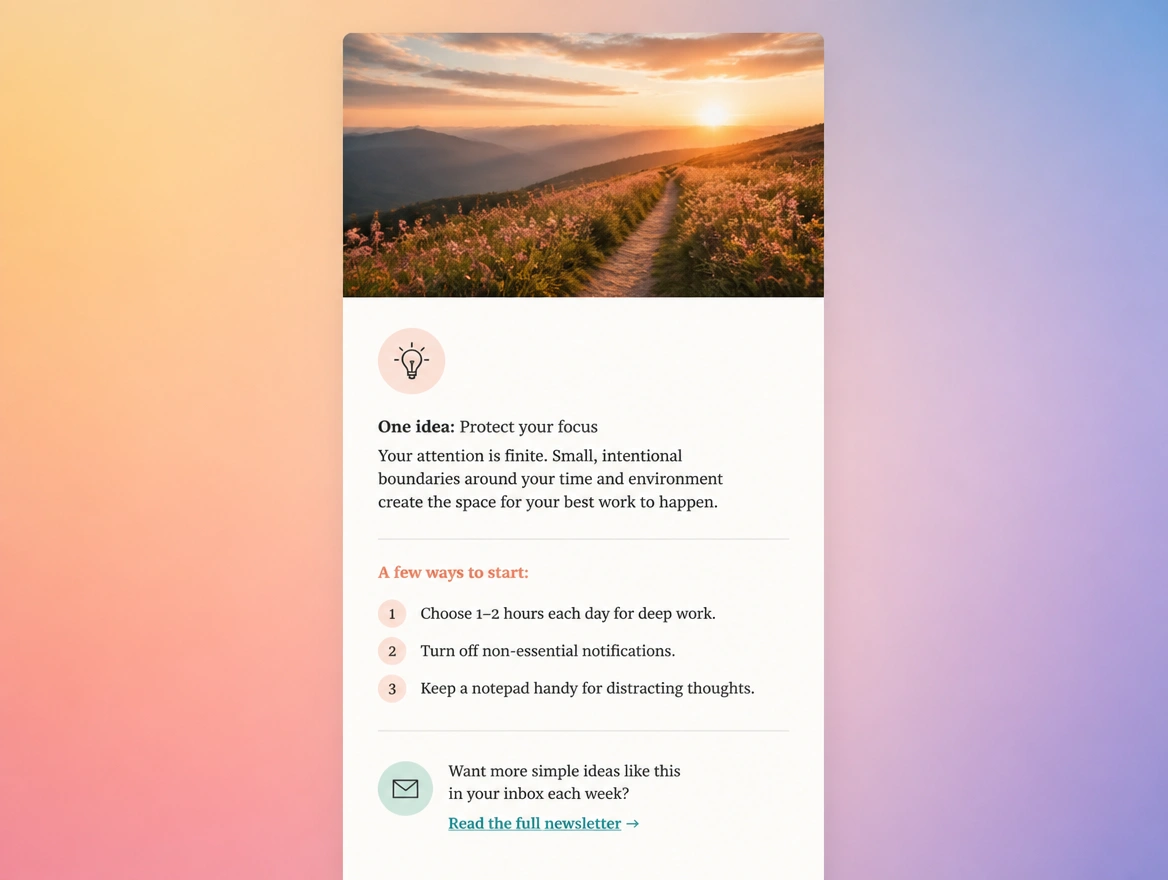 Website mockup showing email newsletters