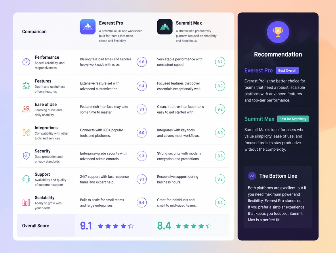 Website mockup showing comparison articles