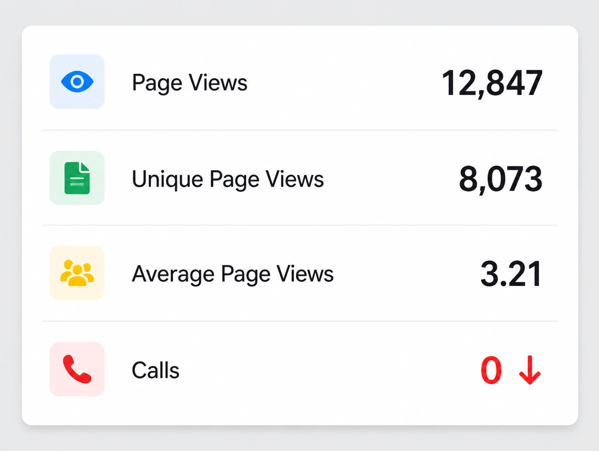 A report showing visits only, with no calls recorded