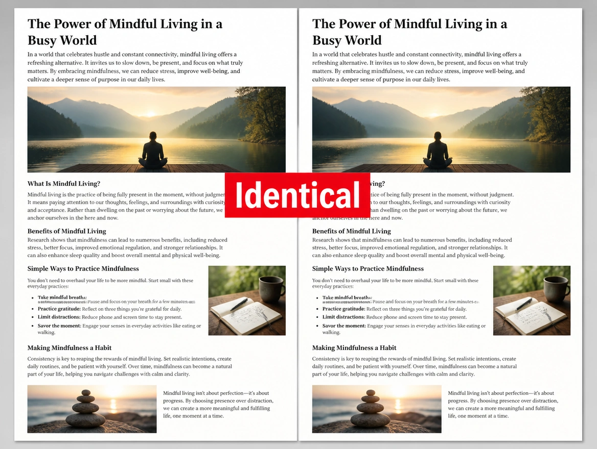 Two competing articles with near identical headings and text