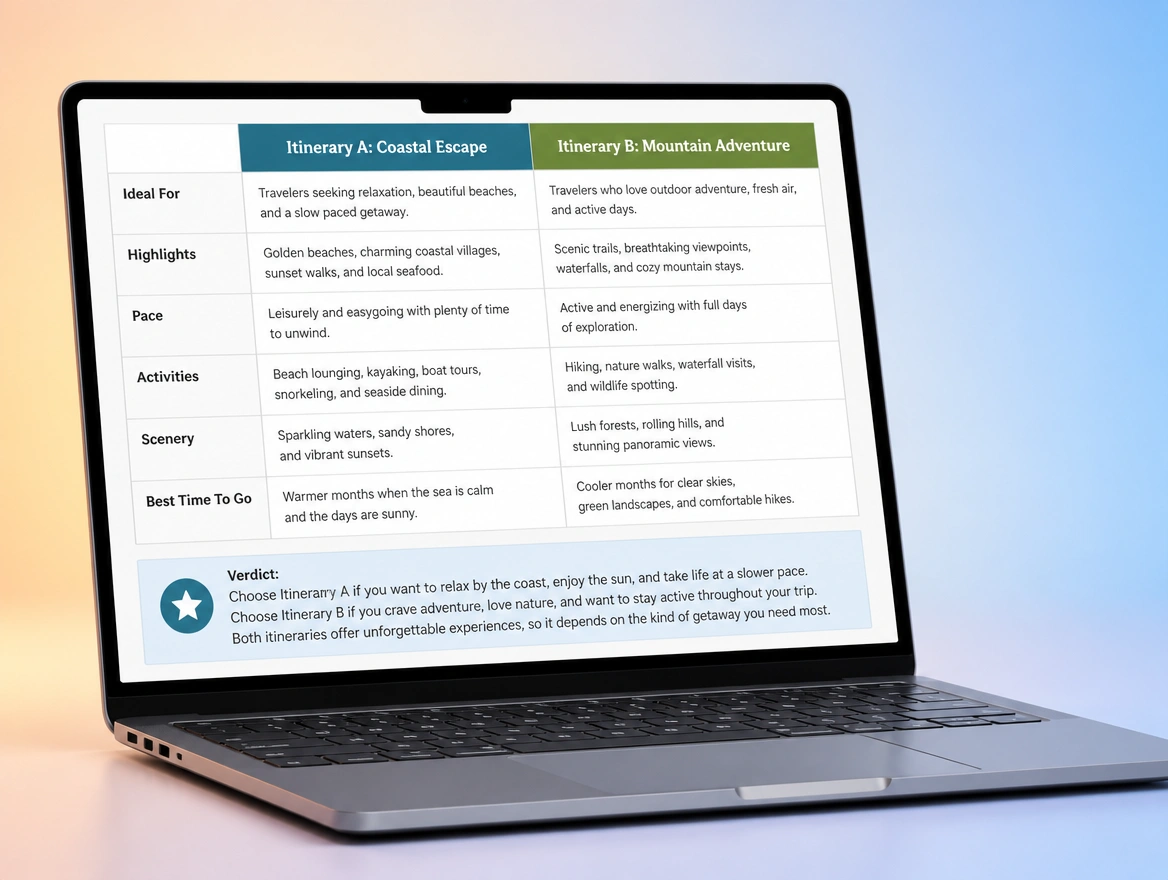 Website mockup showing comparison articles