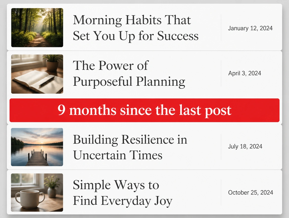 A publishing history with nine months between posts