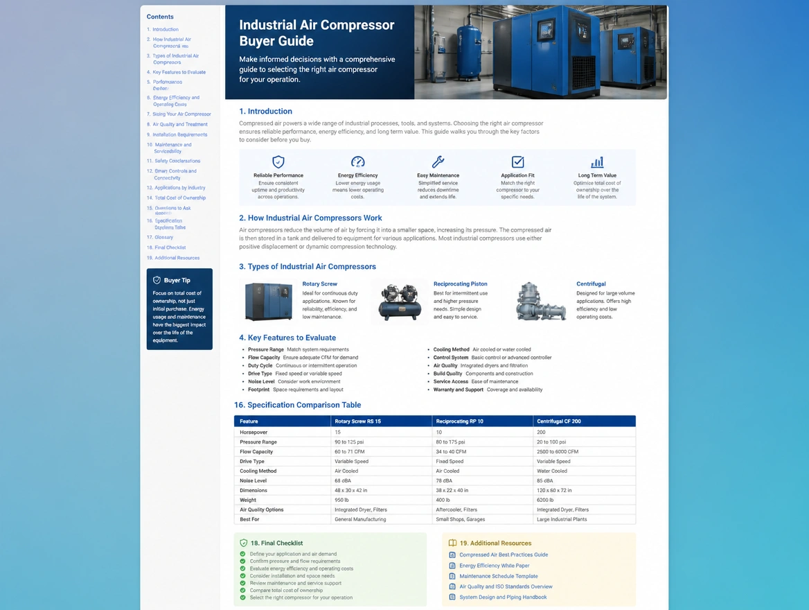 Website mockup showing specification guides