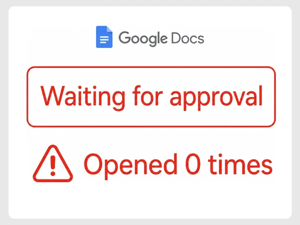 Marlowe Interiors' Google Docs draft is waiting for approval and has been opened zero times.