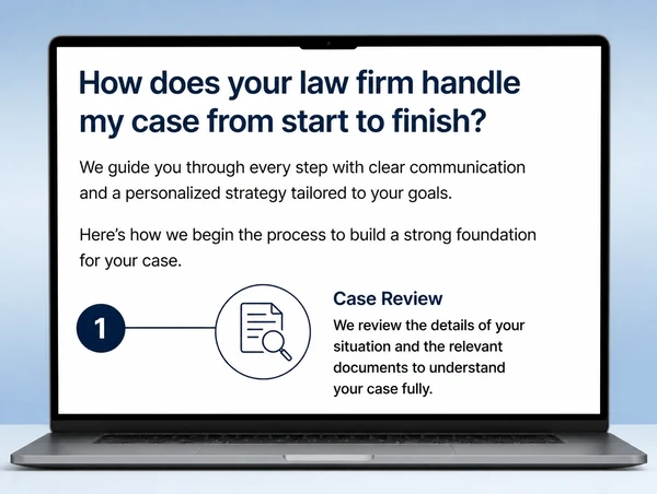 A published law practice guide page answering one customer question with a simple diagram