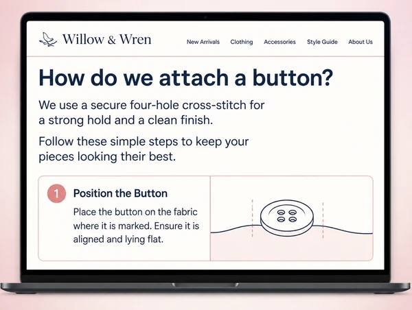 A published fashion boutique guide page answering one customer question with a simple diagram