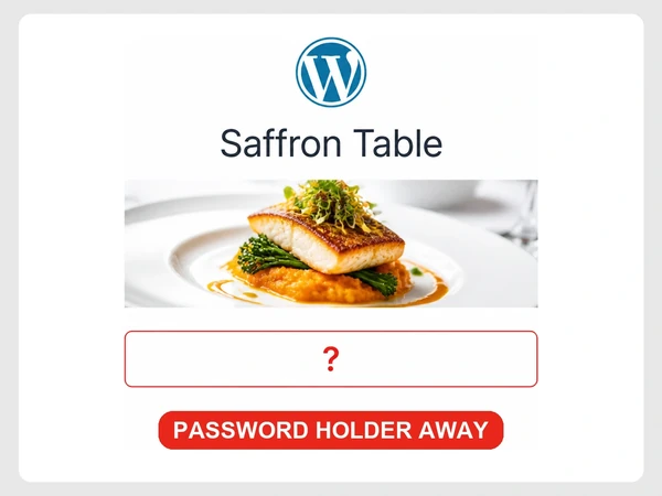Saffron Table's WordPress login has a question mark for the password while its holder is away.
