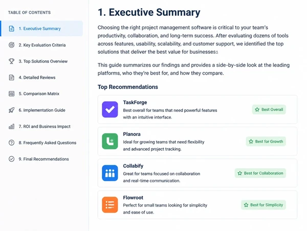 A published buyer guide article page with a table of contents