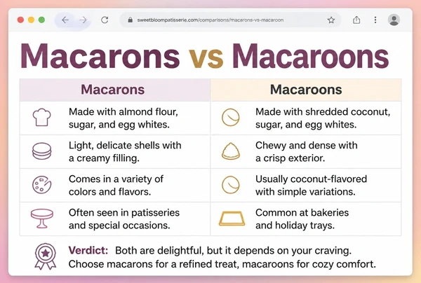 A comparison article on a patisserie website weighing two options in a four row table