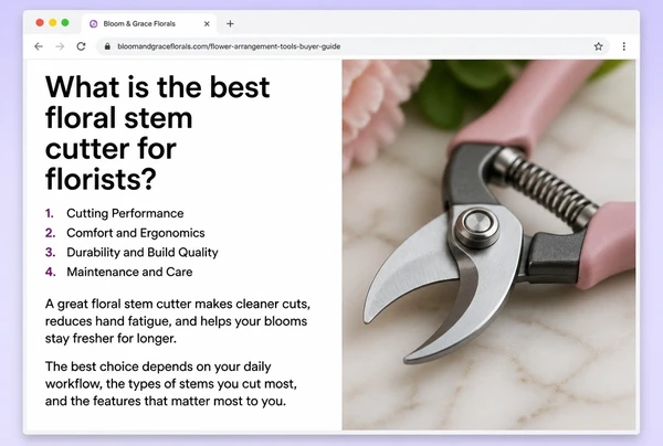 A buyer guide page on a florist website with a contents list and opening text