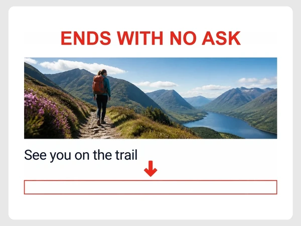 Highland Trails ends its article with See you on the trail above an empty footer.