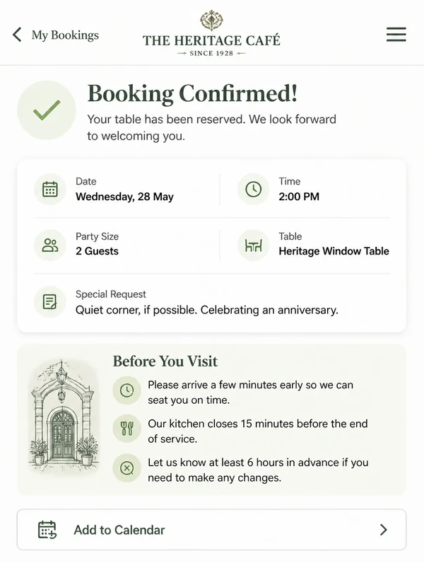 A phone showing a booking made several days in advance
