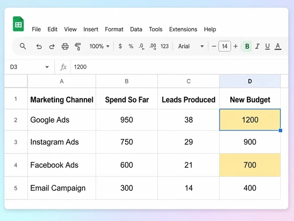 A sheet moving a hair salon budget toward the channels producing leads