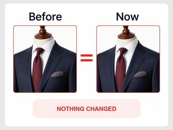 Ashford Tailoring's identical Before and Now landing pages are joined by a red equals sign.