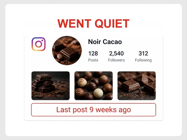 Noir Cacao's Instagram profile says Went quiet and shows its last post was nine weeks ago.