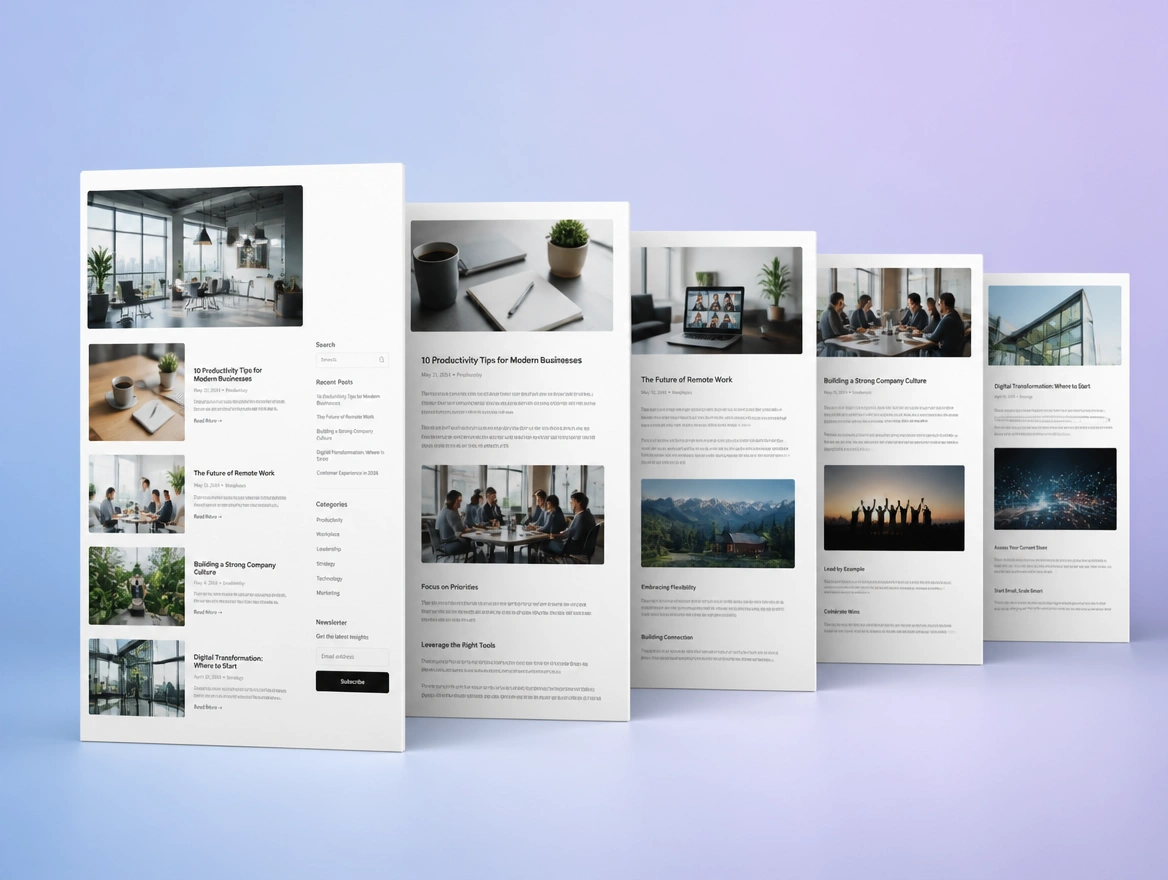 Website mockup showing content marketing
