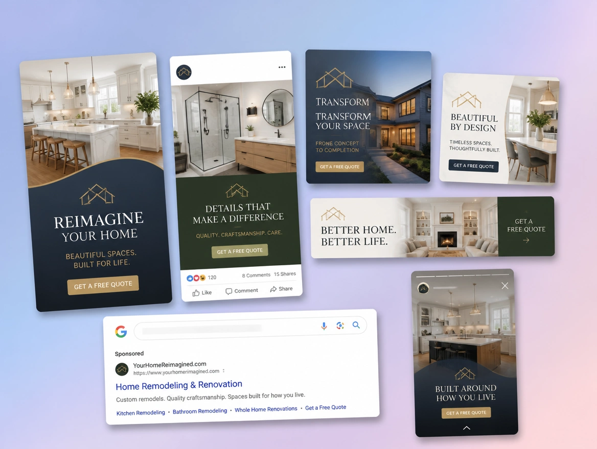 Website mockup showing paid advertising
