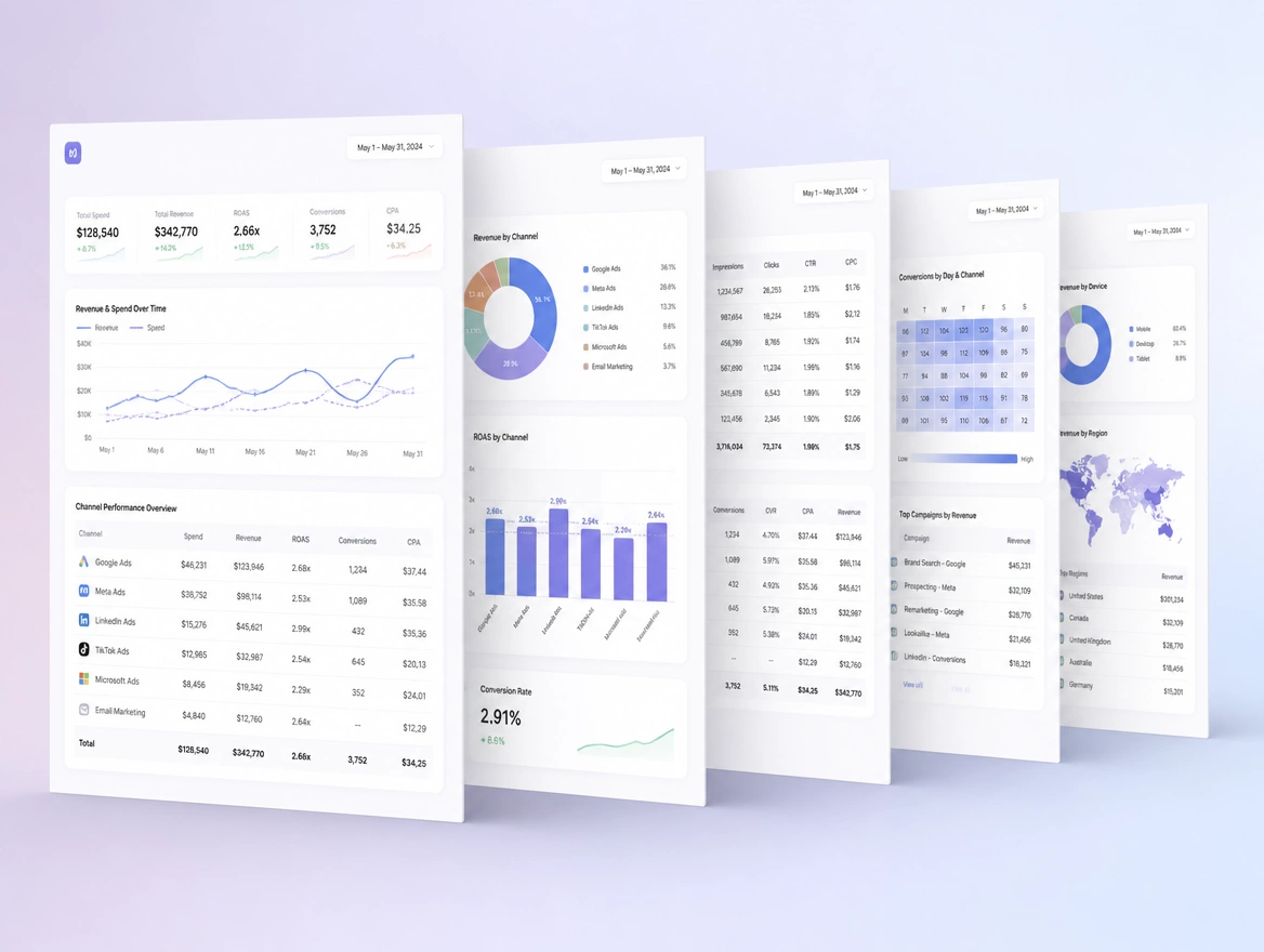 Website mockup showing reporting and review