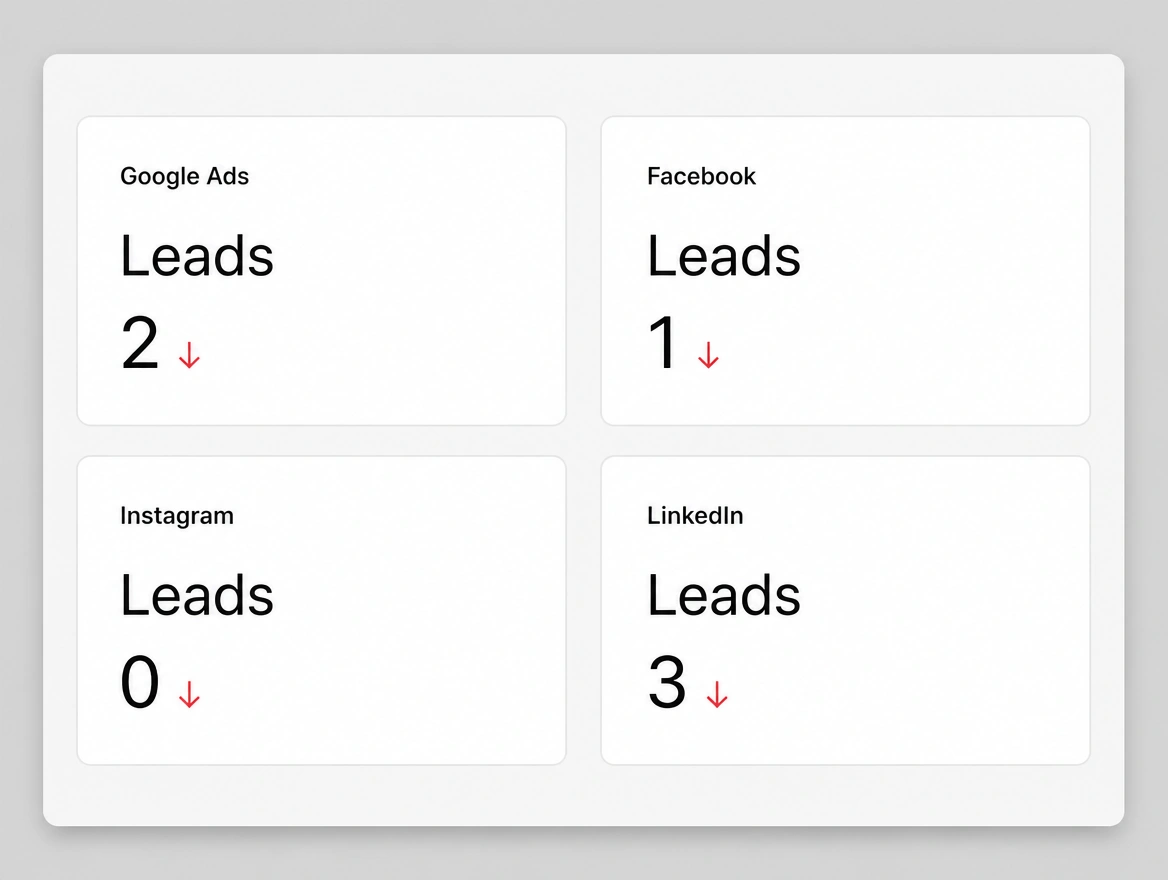 Several disconnected marketing tools each showing a different number