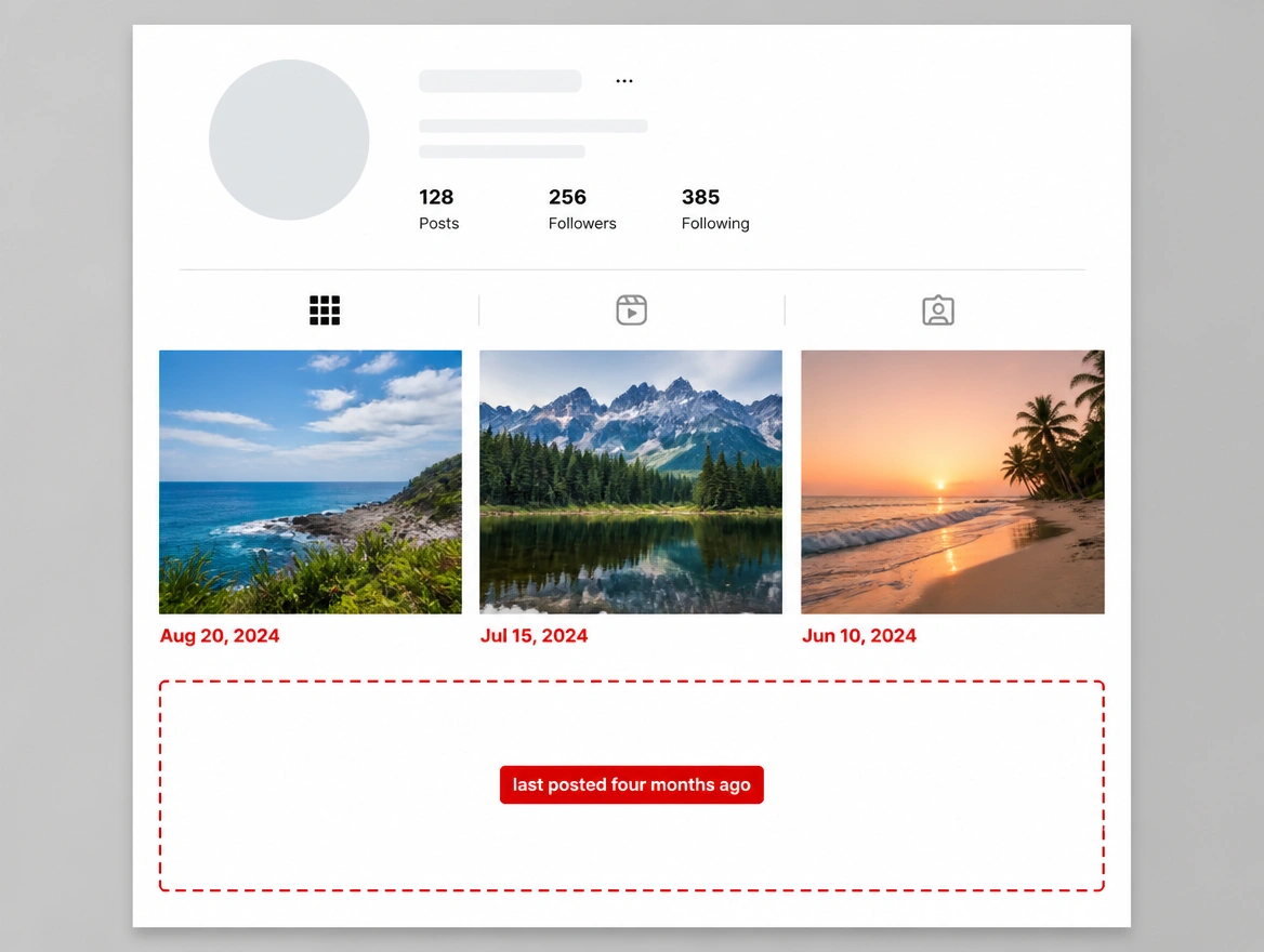 A social media page whose last post is months old