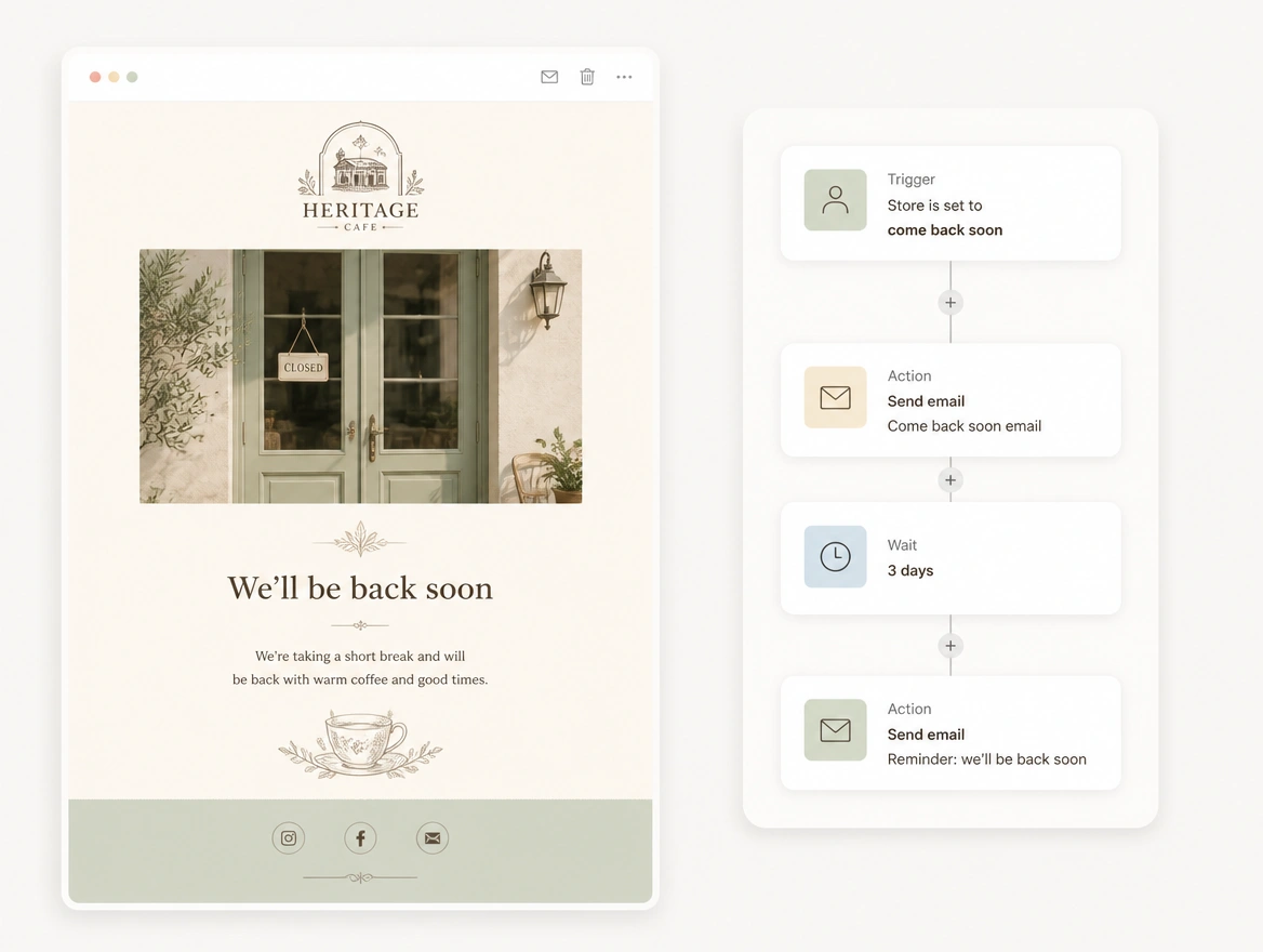 Website mockup showing email follow-up