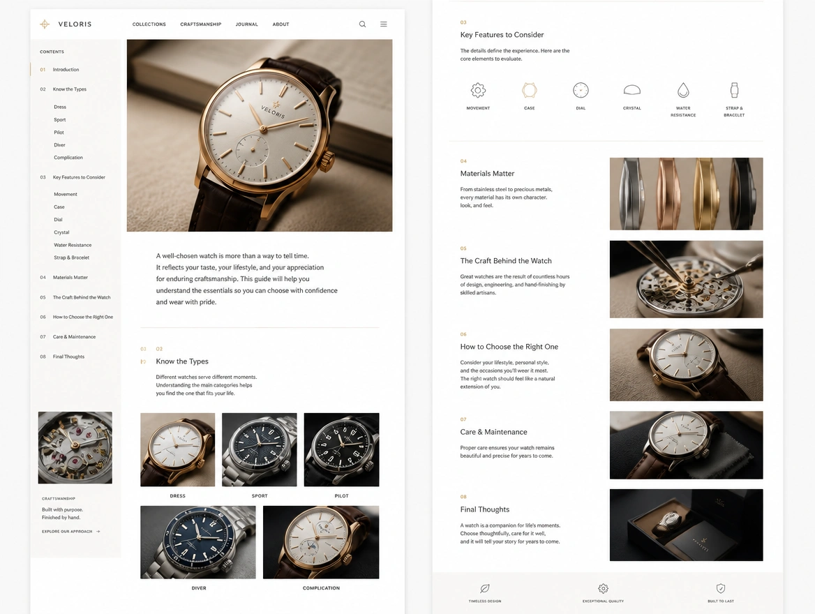 Website mockup showing content