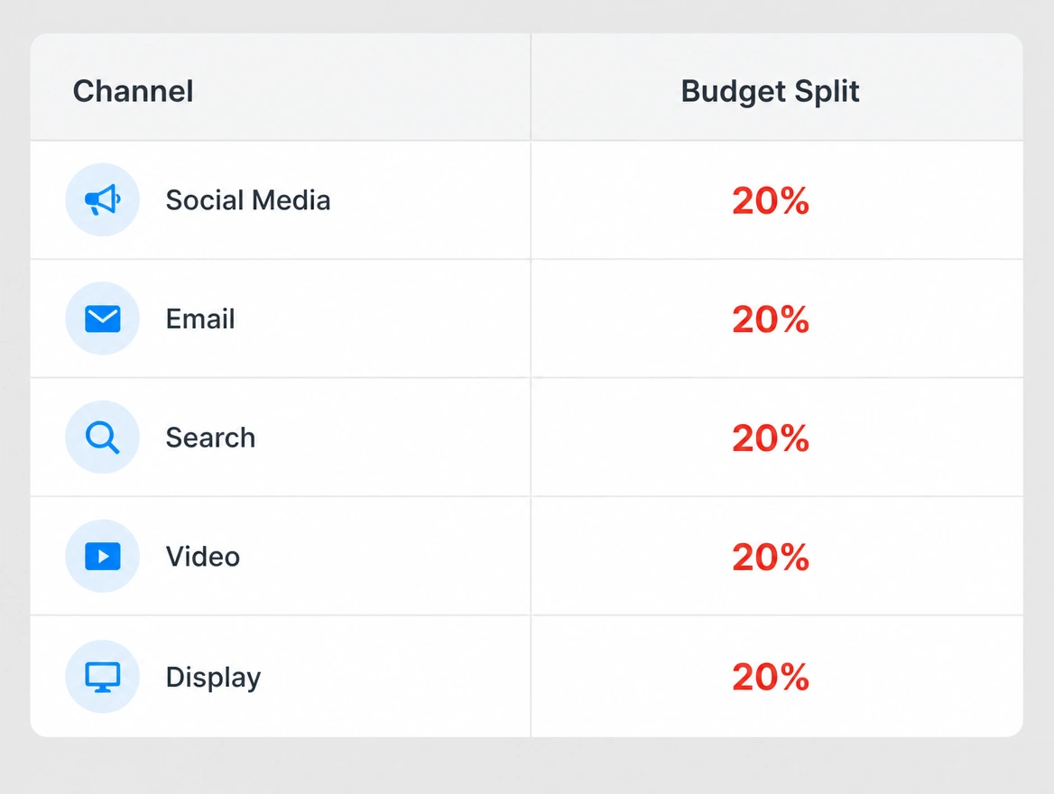 A budget split giving every channel an identical share