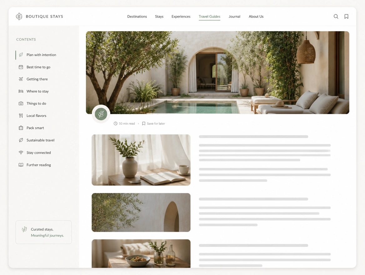 Website mockup showing content