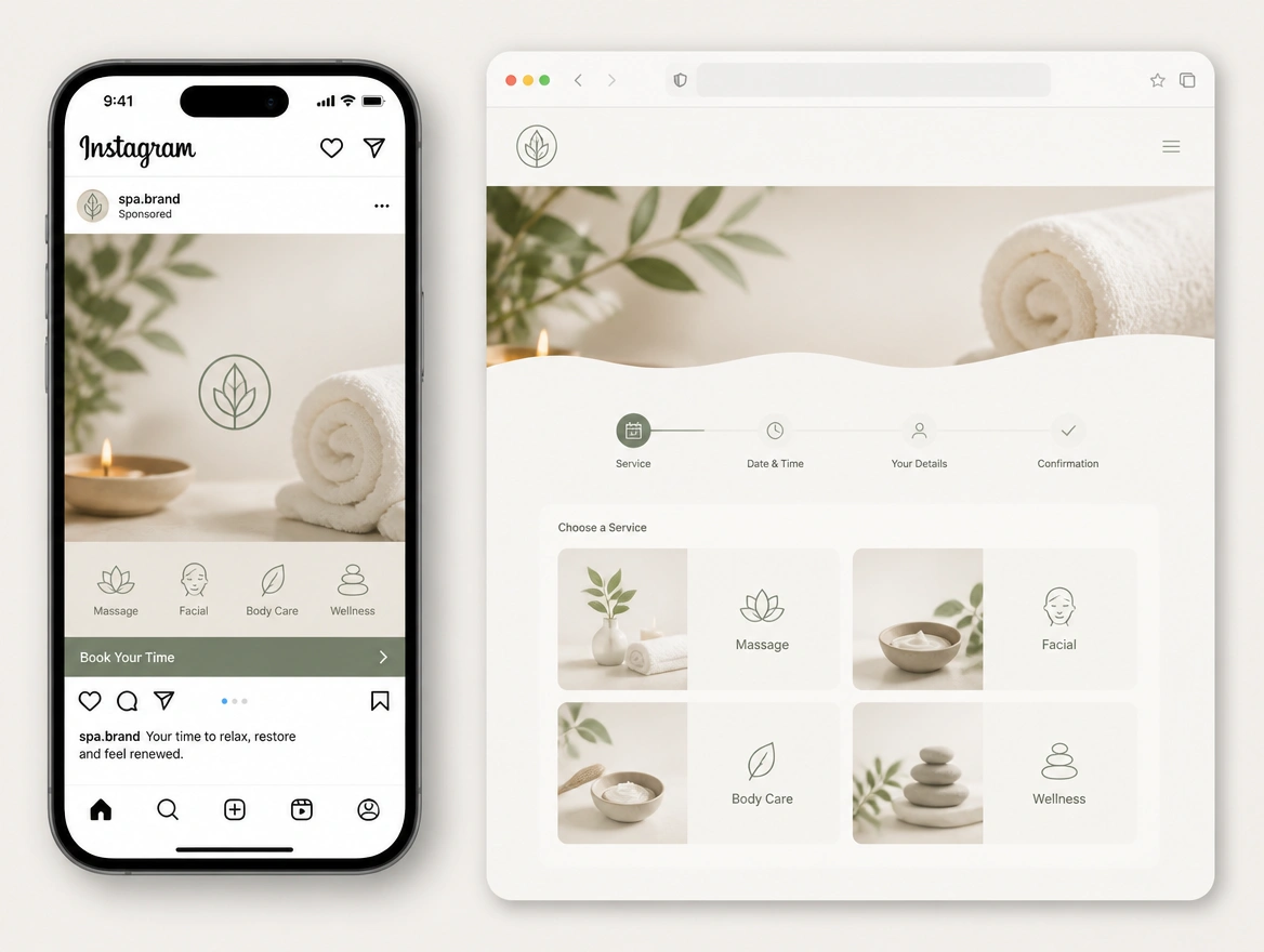 Website mockup showing paid ads