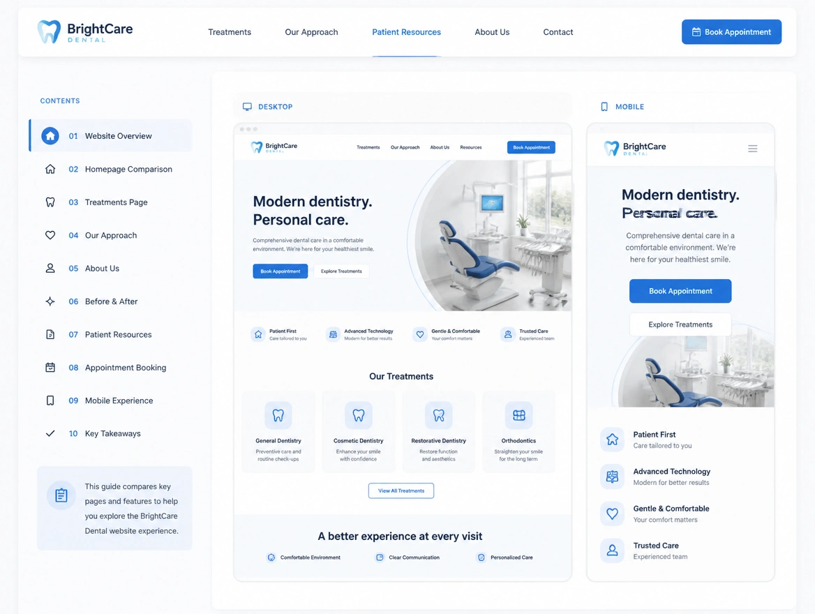 Website mockup showing content