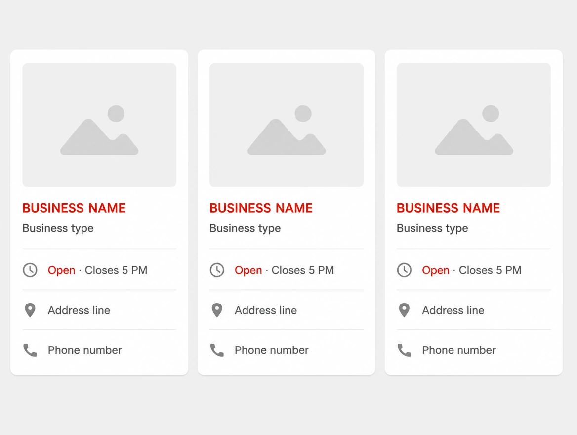 Three nearly identical business listings with nothing to tell them apart