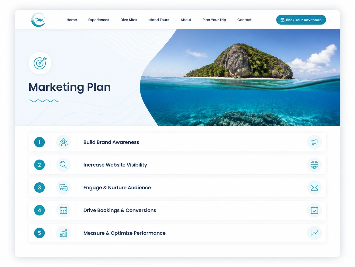 Website mockup showing strategy