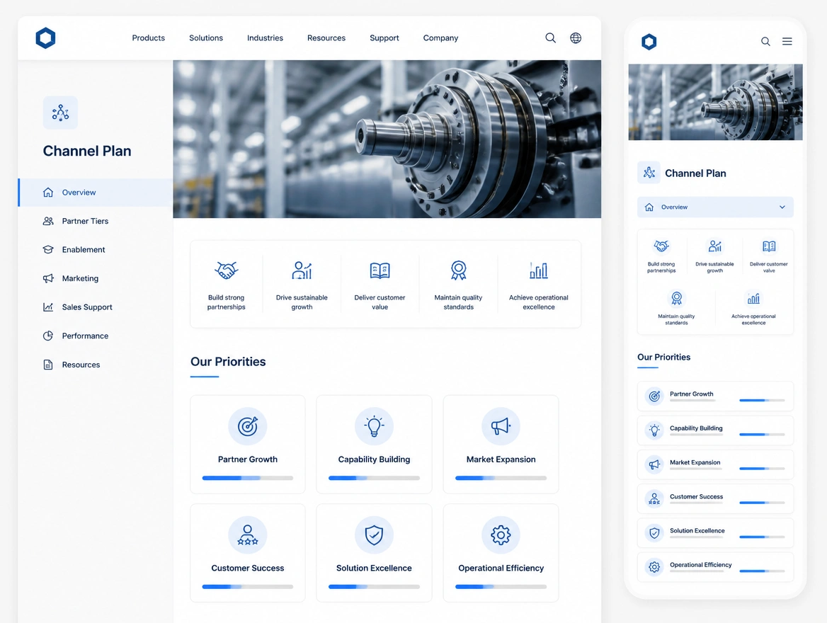Website mockup showing strategy
