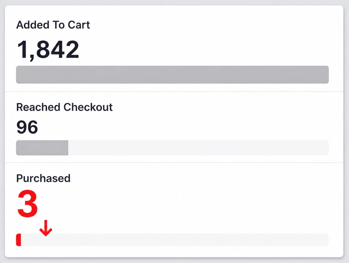 Abandoned cart report showing customers leaving at checkout