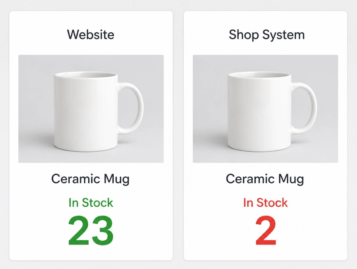 Stock levels disagreeing between the website and the shop system