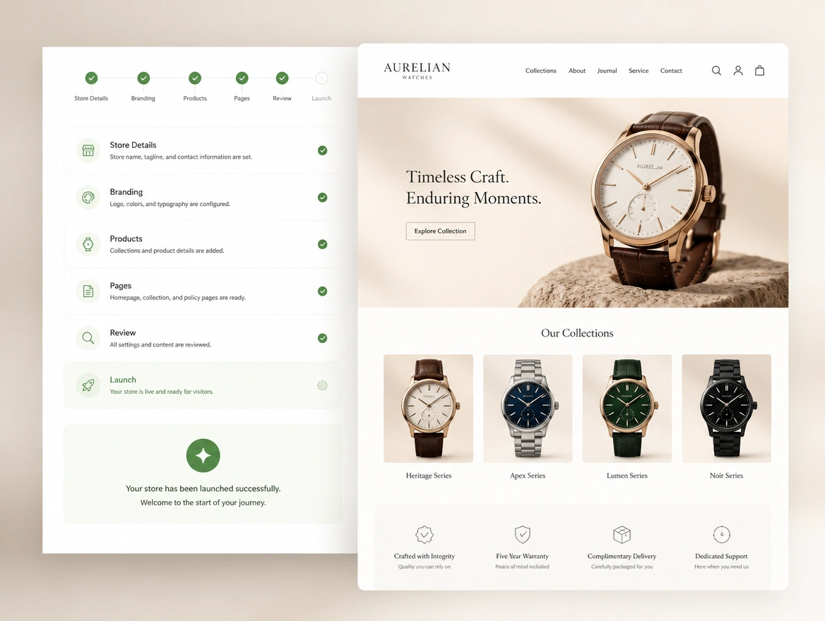 Website mockup showing store platform