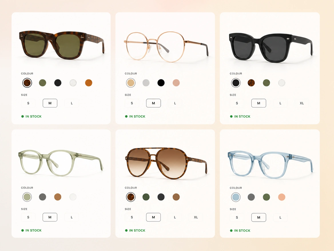 Website mockup showing products loaded properly