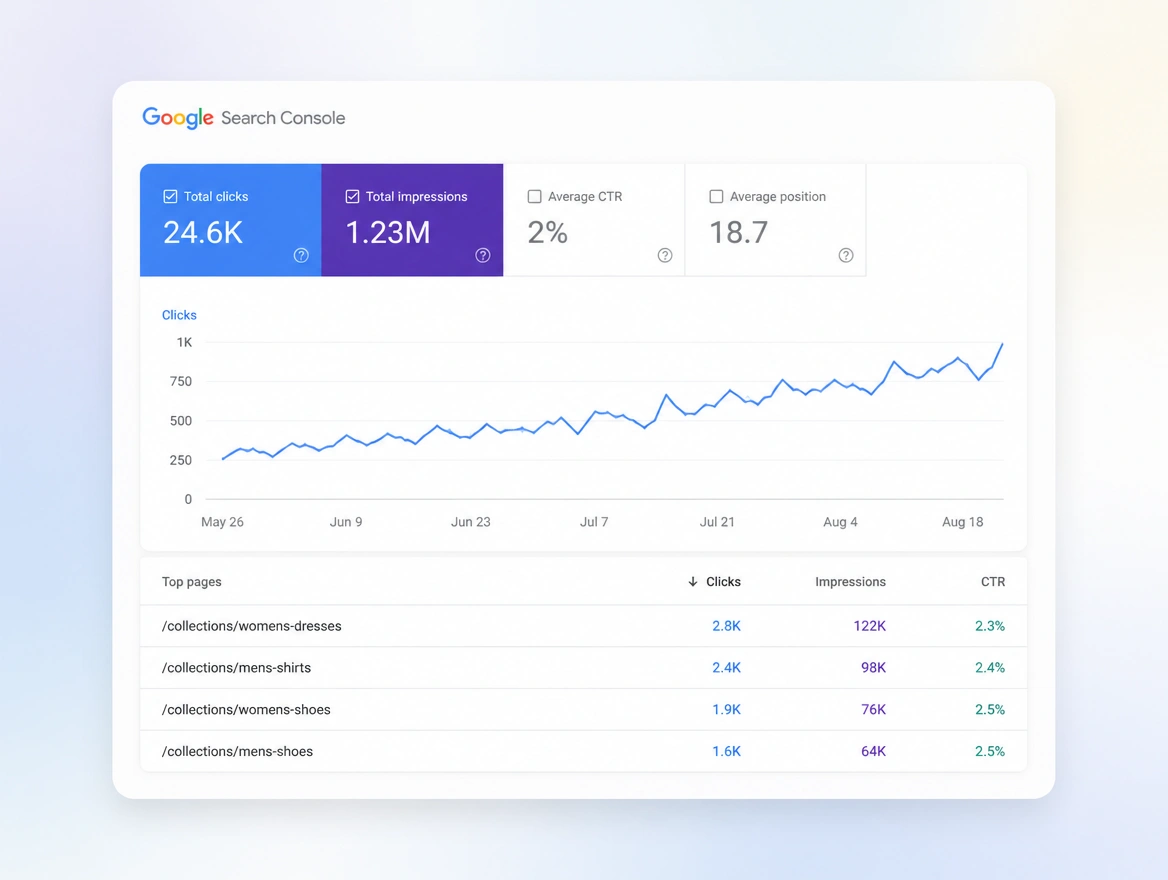Website mockup showing search built into the shop
