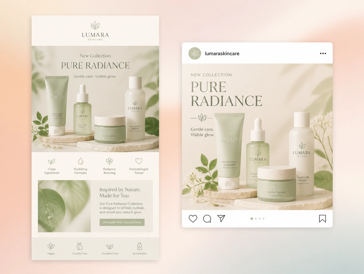 Website mockup showing marketing hooked up